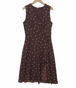 アンテイラー ノースリーブワンピース ドット柄 ブラウン レディース 2 M Ann Taylor [0502]