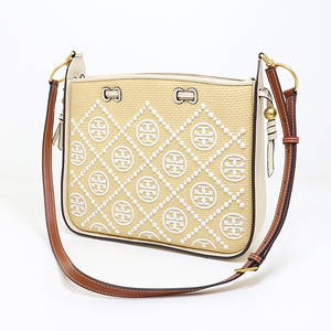 トリーバーチ TORY BURCH Tモノグラム ストローベルバッグ ショルダーバッグ 139101 ゴールド金具 未使用品