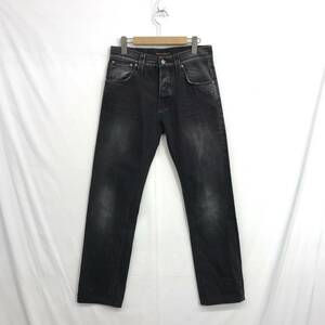 HZ9737★Nudie Jeans : NJ3135 SHARP BENGT ROUGH WORN BLACK★28★グレー系 ヌーディージーンズ ユーズド加工 ブラックデニム