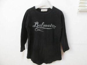 (54497)BALMAIN　バルマン　コットン　半端袖　ラグラン　Tシャツ　カットソー　ブラック　S　USED