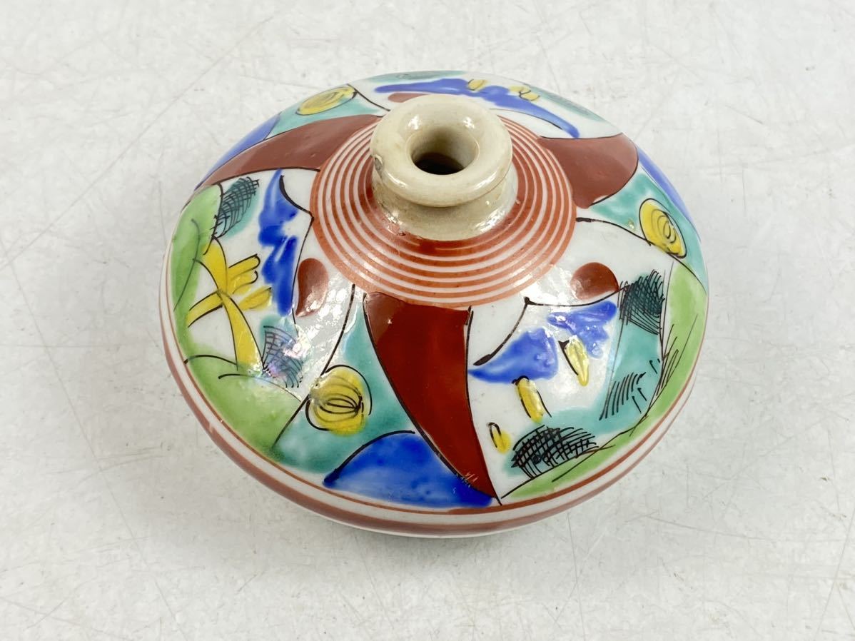 朝倉古美術】幕末明治期古伊万里油壺赤絵染付色絵骨董時代品高6cm