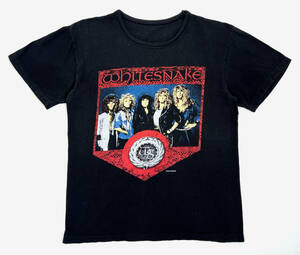 レア 1987年製 whitesnake ホワイトスネイク ヴィンテージ半袖Tシャツ M程度 ロックバンド ジャパンツアーT ブラック 黒 シングルステッチ