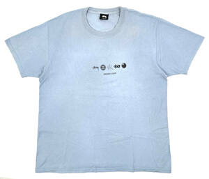 STUSSY ステューシー 半袖Tシャツ L ブルー 8ball サイコロ クラウン シャネル 地球