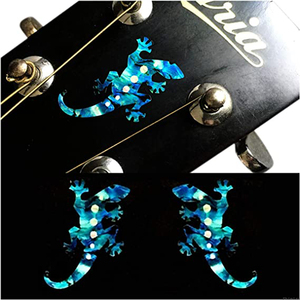 トカゲ アバロン インレイシール インレイステッカー ギター ウクレレ 輝く 目立つ 個性的 カラフル BLUE 青 ライブ 一体感 簡単