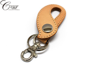 CALF original leather key holder [ tongue ] beige leather key ring cow leather stitch simple stylish cat pohs free shipping 