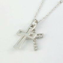 【77】 K10WG ジュエリー ツツミ ネックレス クロス モチーフ 十字架 ダイヤ 普段使い 全長 40cm 1.6ｇ（1192）_画像8