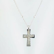 【77】 K10WG ジュエリー ツツミ ネックレス クロス モチーフ 十字架 ダイヤ 普段使い 全長 40cm 1.6ｇ（1192）_画像4