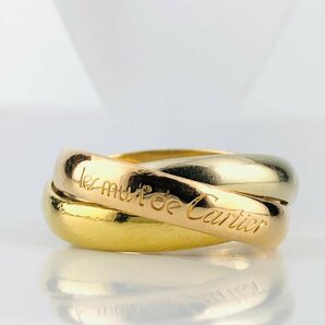 【77】 Cartier カルティエ トリニティ リング 指輪 スリーカラー ゴールド K18 3連 トリプル 750 ＃50 10号 7.1g (1225）の画像4
