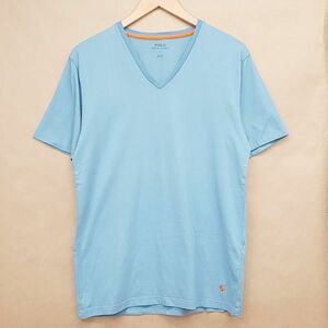 261446【Lサイズ】POLO RALPH LAUREN Vネック 半袖 Tシャツ ブルー アンダーシャツ ポロ ラルフローレン メンズ 送料無料