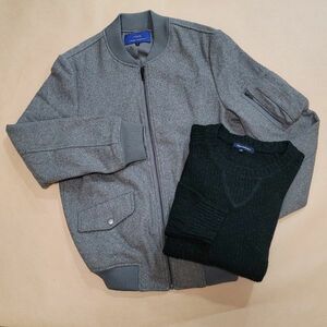 26●a727【38】USED美品　URBAN RESEARCH　メルトン ウール混 MA-1 タイプ ブルゾン & ネップ セーター　2枚セット　ITEMS▲２