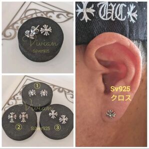 本日価格¥1080 ③クロスピアス1ペア silver925