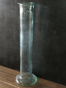 ★☆（鹿児島発送） 【中古品】 ガラス製容器/花器/花瓶 メスシリンダー型 薄緑/青緑/透明 古道具/レトロ/ヴィンテージ/アンティーク ☆★