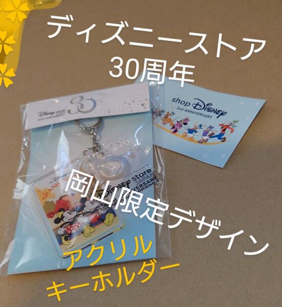 ディズニーストア30周年ポップアップミュージアム岡山限定 ミッキー&ミニー アクリルキーホルダー ステッカー