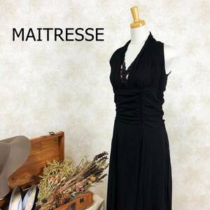 メトリーゼ MAITRESSE ドレス サイズフリー ブラック レース ピンク 日本製 マキシ丈 サイズフリー 黒 パーティー シンプル B-205