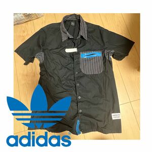 adidasoriginals アディダスオリジナルス　ネイビー　シャツ　青　ボーダー　半袖　夏服 ストライプ ポケット メンズ