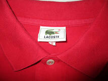 ラコステ　 LACOSTE　ポロシャツ　赤　　文字ワニ　大沢商会製　　サイズ表記２　　　　（３E　ケ_画像7