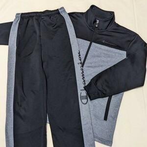 +AV51 Champion Champion 160 jersey top and bottom set gray black jacket pants sport wear training 