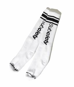 Subciety 靴下 SOCKS-THE BASE ホワイト 1足 新品 サブサエティー ソックス パイル WHITE BLACK ブラック 白 黒 ライン ロゴ ストリート