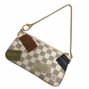 V as good as new [LOUIS VUITTON] Louis Vuitton LV Damier azur pochette Mira MM pouch Mini bag box storage bag card attaching N63078 RC3837