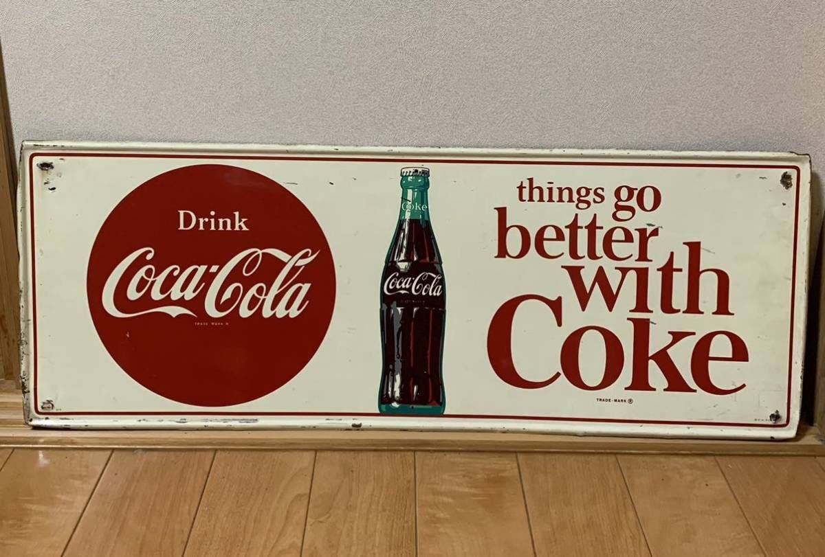 美品 コカ・コーラ Coca・Cola 看板 ボタン 丸型 ビン 直径50㎝ 琺瑯