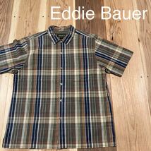 Eddie Bauer エディー バウアー シャツ 半袖 チェック柄 レトロ マルチカラー サイズM 玉mc1919_画像1