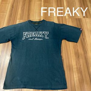 FREAKY フリーキー Tシャツ 半袖 Y2K ビッグロゴ 刺繍 ストリート ビッグシルエット サイズXL 玉mc1936