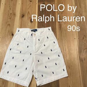 POLO by RALPH LAUREN ポロラルフローレン ハーフパンツ ショートパンツ ショーツ 刺繍ロゴ ホワイト サイズ30 玉mc2010