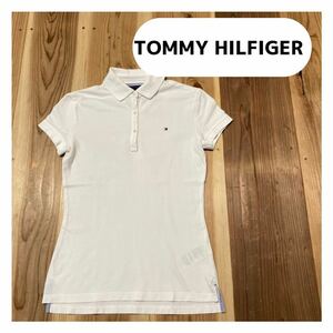 TOMMY HILFIGER トミーヒルフィガー ポロシャツ 半袖 刺繍ロゴ ワンポイント ホワイト レディース サイズS 玉mc1908