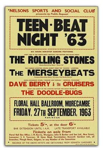 ブリキ看板【Rock Poster/ロックポスター】ヴィンテージ/メタルプレート/レトロアンティーク風/110-The Rolling Stones Teen Beat '63 1963