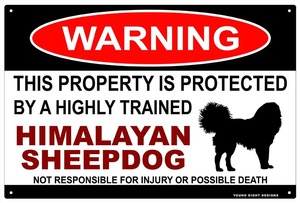 雑貨【Himalayan Sheepdog/ヒマラヤン・シープドッグ】WARNING/Dog/ドッグ/犬/警告/ヤードサイン/メタルプレート/ブリキ看板-522