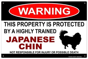 雑貨【 Japanese Chin/ジャパニーズ・チン/狆】WARNING/Dog/ドッグ/犬/警告/ヤードサイン/メタルプレート/ブリキ看板-558