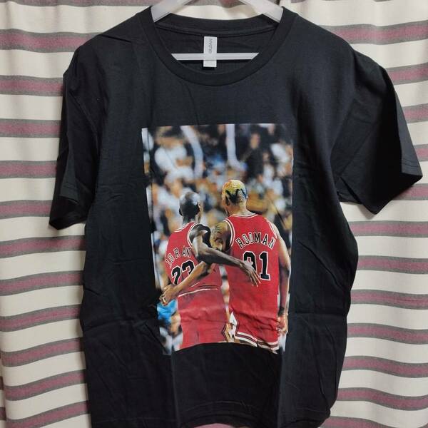 NBA デニスロッドマン DENNIS RODMAN マイケルジョーダン Michael Jordan【黒 XLサイズ】◇BIGプリントTシャツ☆送料無料☆新品