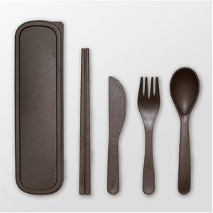 * brown * SUS coffee PLA cutlery set cutlery set camp chopsticks . chopsticks spoon Fork knife simple stylish outdoor 