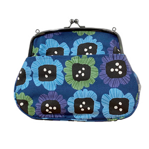 * big flower * blue * bulrush ..2WAY shoulder bag horizontal shoulder bag bulrush .2WAY horizontal shoulder pouch pochette 