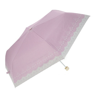 藤田屋 All Weather Umbrella 雨晴兼用耐風折りたたみ傘 折傘 レース ピンクベージュ UM-2262