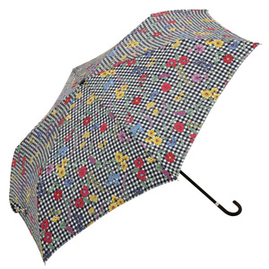 ビコーズ ボタニカルフラワーミニ ブラック 黒 フラワー 花柄 傘 レディース 折傘 折りたたみ傘 雨傘 日傘 UVカット 遮光 晴雨兼用 手開きタイプ