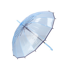 ☆ スカイxネイビー ☆ amusant sous la pluie プラスチック傘 16本骨 55cm ビニール傘おしゃれ 55cm 長傘 雨傘 傘 ワンタッチ傘_画像1