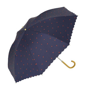 ☆ いちごネイビー ☆ LONG PARASOL 遮光 遮熱 50cm 晴雨兼用傘 niftycolors 日傘 ニフティカラーズ 長傘 晴雨兼用 傘 UVカット 99.9％