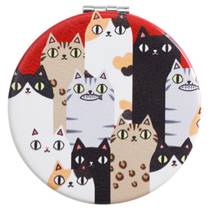 * round.Friend * cat 3 siblings compact mirror ceramic Indigo cat compact mirror mirror mirror hand-mirror ... magnifying glass attaching magnifying glass round cat type 