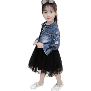 * black * 110CM * Kids jacket skirt set spring summer autumn tz200 child clothes girl setup jacket flair skirt 