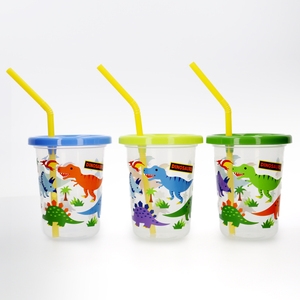 ☆ ディノサウルス ☆ ストロー付タンブラー3個 230ml SIH2ST プラスチック コップ セット 子供 キッズ キャラクター