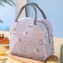 ☆ グレー×スワン ☆ 保温 保冷バッグ おしゃれ模様 はっ水 ポケット付き pmylbag06 保冷 保温 ランチバッグ 模様 柄 エコバッグ_画像1