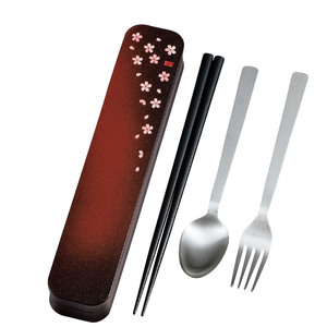 *. Sakura red * adult cutlery adult cutlery set chopsticks box set GRAIN chopsticks spoon Fork cutlery set mobile chopsticks chopsticks 21cm