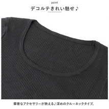 ☆ パープル ☆ 半袖リブトップス namy316 半袖 リブ トップス カットソー リブニット Tシャツ ラウンドネック 通勤 通学 きれいめ_画像7