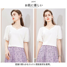 ☆ Bタイプ×ブラック ☆ L ☆ バルーン袖カットソー 半袖 ykj185 カットソー 半袖 レディース パフスリーブ tシャツ バルーン バルーン袖_画像6