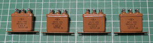 4個セット ロシア軍用 オイル コンデンサ PIO 紙オイル 2X0.1uF 400V.