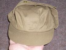 サイズ55 チェコ軍用 カーキ無地 キャップ 帽子 耳当て付き 長期保存の未使用 本物 蔵出し._画像7