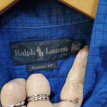 RALPH LAUREN 長袖シャツ チェック柄 サイズM US古着 アメリカ古着 azu330_画像5