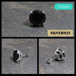 SILVER/シルバー925 ブラックCZピアス【片耳・10mm】