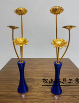 【松山仏具工房出品】密教法具 仏具 常花 アルミ製　 供養 1対 高さ 20CM _画像2